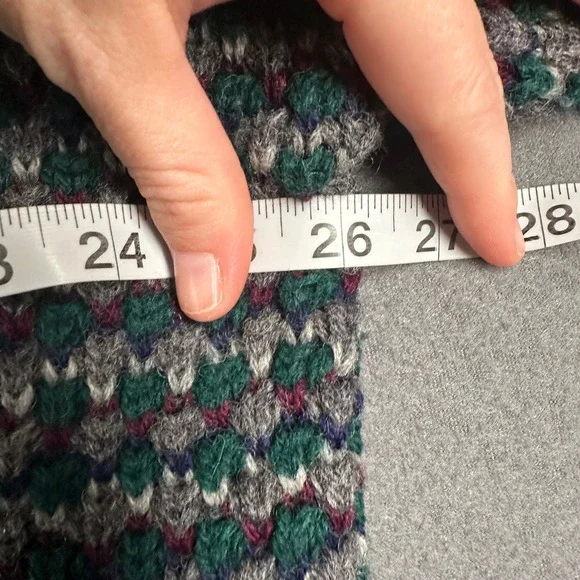 Vtg Eddie Bauer Mens XL 100% Wool Chunk Knit Sweater Green Burgundy Crew Neck - Picture 8 of 14